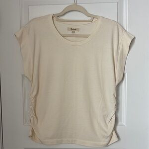 Madewell Cream Short Sleeve Tee with Side Ruching